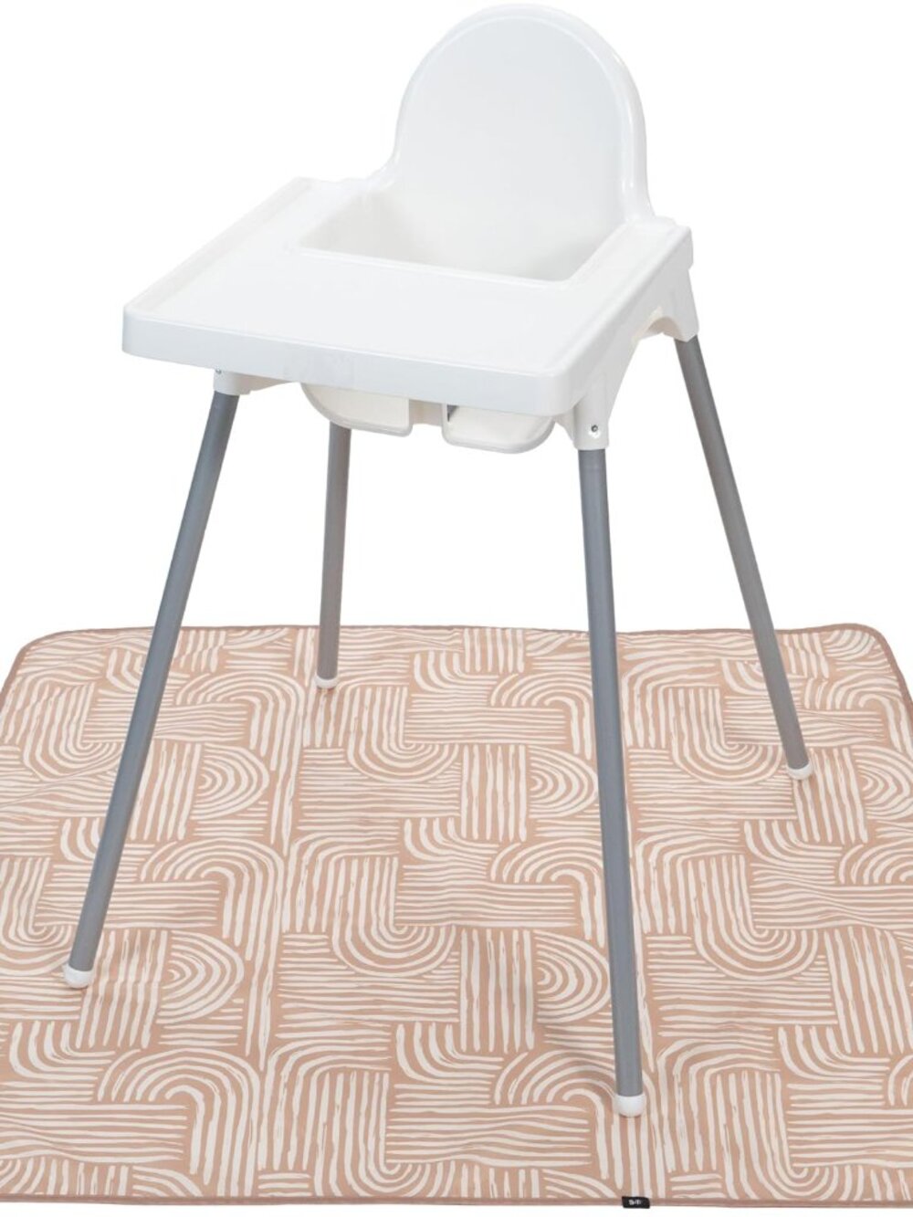 Splat Mat for Under High Chair, 42" x 42", Beige Arches